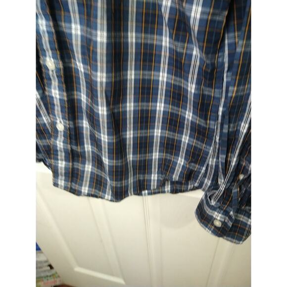 Timberland Men's L Collared Button Shirt Blue Plaid Long Sleeve preppy academia - Picture 4 of 7